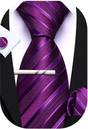 Barry.Wang Mens Ties Set Solid Color Silk 3.3 Tie Pocket Square Cufflinks Clip Set Business Wedding Party Necktie for Men