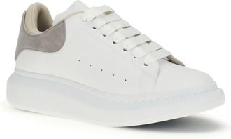 Alexander McQueen Mens Oversized Sneakers With Suede Heel Tab White-Grey White/grey