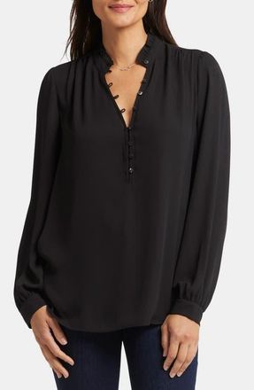 NYDJ Hannah Georgette Top in Black at Nordstrom, Size Xx-Small