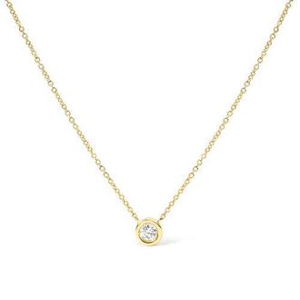 House of Brilliance 10K Yellow Gold 1/2 Carat Diamond Modern Bezel-Set Solitaire Pendant Necklace at Nordstrom