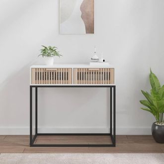 Berkfield Home Console Table White 80x30x75 cm Engineered Wood & Iron | Size: 80 x 30 x 75 cm