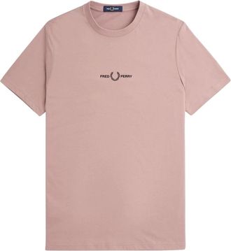 Fred Perry Geborduurd Roze Tee Shirt - Heren - T-shirts - Roze - XL - Tops