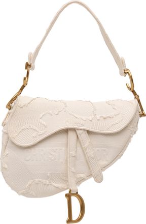Dior Pre-owned Womens Saddle Bag Logo - Ivory Cotton - One Size