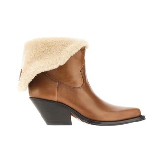 Chlo&eacute; Botines Azelan de piel y piel de oveja - Shoes - Mujer - Marr&oacute;n - 36 EU