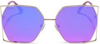 DIFF Eyewear 61mm Dawn Geometric Sunglasses in Gold Fuschsia Mirror at Nordstrom Rack