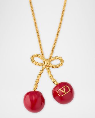 Valentino Garavani Cherryfic Metal and Enamel Necklace