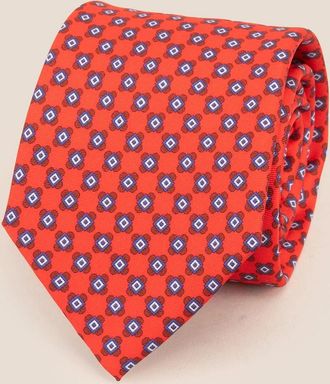 Oswin Hyde Mens Red Squares Geometric Silk Tie