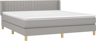 vidaXL Cama Box Spring Con Colch&oacute;n Tela Gris Claro 160x200 Cm Vidaxl