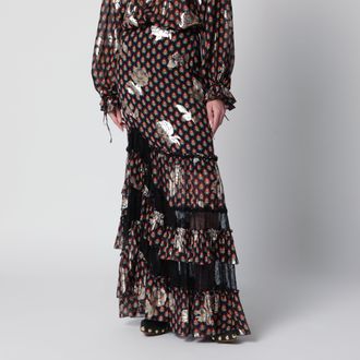 Etro Long skirt in silk blend with fil coup&eacute;
