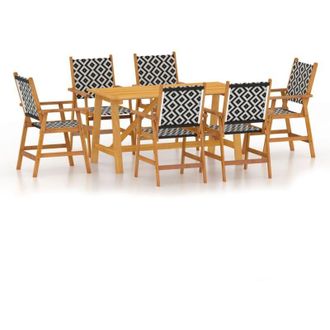 vidaXL 7 Pcs Set Dining Para Acacia Madeira Madeira