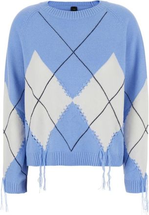 Pinko Berna Sweater - Dames - Ronde hals truien - Blauw - S - Katoen - Truien & Vesten