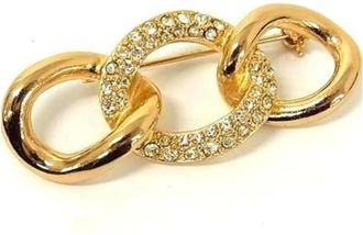 Dior Pre-owned Jewellery, female, Yellow, Size: ONE SIZE Pre-owned Linked Rings Brooch