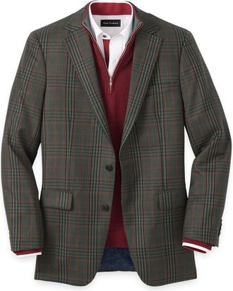 Paul Fredrick Wool Blend Plaid Single Breasted Notch Lapel Sport Coat