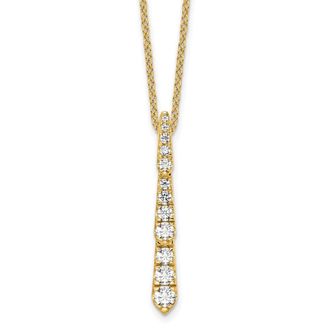 Diamond2Deal 14k Gold 0.40 Ct Lab Grown Diamond Vertical Slide Pendant Necklace 18