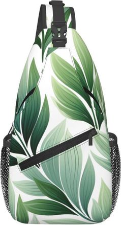 Generic Green Leaves Crossbody Bag Adjustable Shoulder Bag With Zipper Crossbody Bags For Runner Outdoors Shopping