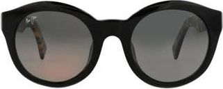 Maui Jim 51mm Round Polarized Sunglasses in Black Tortoise Grey at Nordstrom Rack