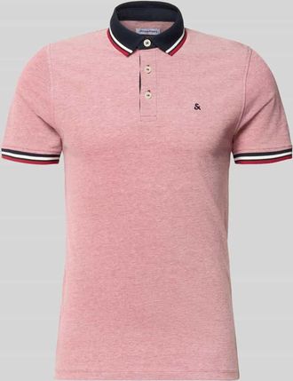 Jack & Jones Jack & Jones Slim Fit Poloshirt mit Viskose-Anteil Modell Paulos in Rot Melange, Gr&ouml;&szlig;e XXL
