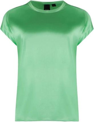 Pinko Shirt - Dames - T-shirts - Groen - L - Satijn - Tops