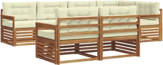 vidaXL Conjunto De Sof&aacute;s De Exterior 7 Uds. Natural Y Crema Vidaxl