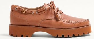 Valentino Garavani Scarpa Da Barca Lord Chunky In Bufalo Uomo TABACCO 41.5