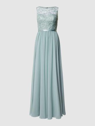 Luxuar Luxuar Abendkleid mit floralem Stitching in Mint, Gr&ouml;&szlig;e 34