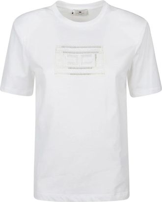 Elisabetta Franchi Dames, Tops, Wit, Maat: S Katoen