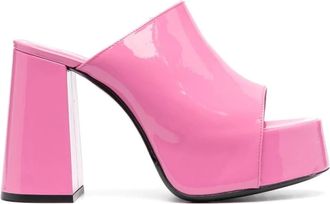 by FAR Fuchsia Plateau Sandalen Bubblegum Pink - Dames - Muiltjes - Roze - 36 EU - Leer - Schoenen