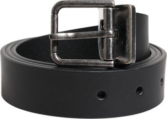 Dolce & Gabbana Zwart Klassiek Leren Riem met Metalen Gesp