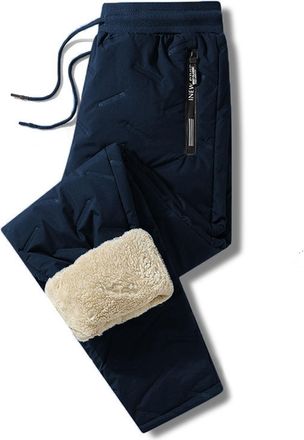 Generic Upgraded Fleece Lined Pants Men Winter Warm Water Resistant Sweatpants Sherpa Lined Track Pants with Zipper Pockets (UK, Alpha, L, Regular, Regular, B