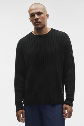 Alo | Cotton Rib Parallel Sweater Top in Black, Size: Medium