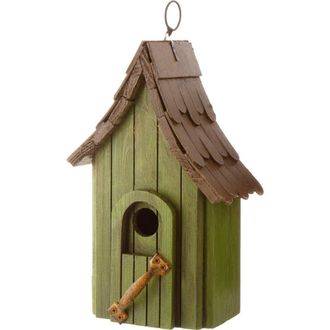 Glitzhome Rustic Garden Distressed Solid Wood Decorative Bird House in Dark Green at Nordstrom, Size Medium