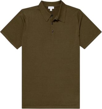 Sunspel Tops, Heren, Bruin, S, Sea Island Poloshirt