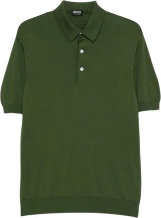 Ermenegildo Zegna Premium Katoenen Polo - Heren - Polos - Groen - 2XL - Katoen - Tops