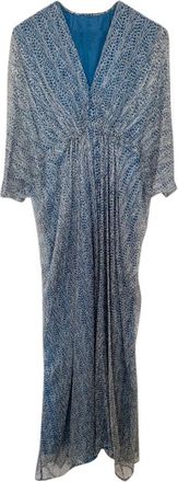 Issa Blue & White Printed Silk Gown Size S