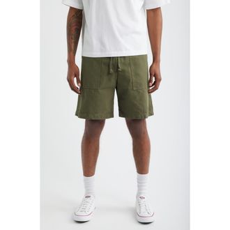 Service Works Classic Cotton Poplin Drawstring Chef Shorts in Olive at Nordstrom, Size Xx-Large