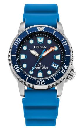 Citizen Promaster Sea Polyurethane Strap Watch, 36.5mm in Blue at Nordstrom
