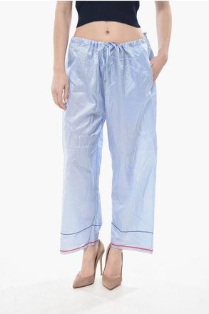 P&eacute;ro Cropped-Fit Silk Trousers with Drawstring size 40