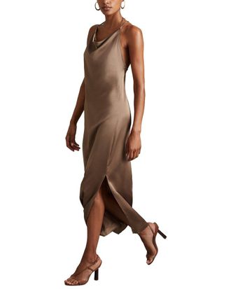 Reiss Lilah Slip Cowl Neck Midi Dress