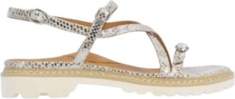 L'Amour Des Pieds Womens Danilo Snake Print Sandal In Silver/gold