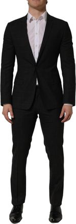 Dolce & Gabbana Black Wool Slim Fit Formal 2 Piece Men Suit Virgin Elastane