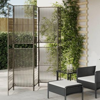 vidaXL Biombo De 5 Paneles Rat&aacute;n Sint&eacute;tico Gris Vidaxl