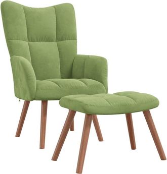 vidaXL Sill&oacute;n De Relax Con Taburete De Terciopelo Verde Claro Vidaxl