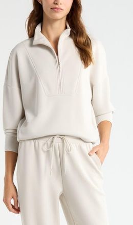Zella Soft Luxe Half Zip Pullover in Grey Moonbeam at Nordstrom, Size X-Small