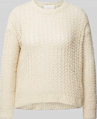 Marella Strickpullover mit Lochstickerei Modell RIVA in Weiss, Gr&ouml;&szlig;e L