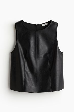 H&M Beschichtetes Tanktop - Schwarz