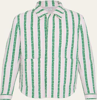 Thom Browne Mens Rep Stripe Poplin Oversized Overshirt