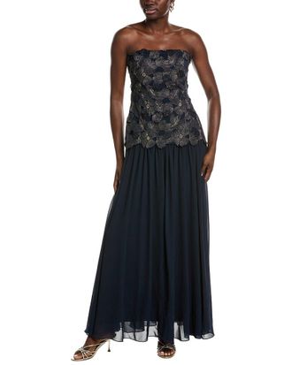 Badgley Mischka Lace Georgette Combo Gown