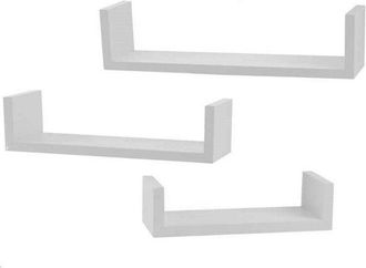 Trade Shop Trade Shop - Set 3 Mensole Parete In Legno Color Bianco Moderne Design Bordi Scaffale 621710