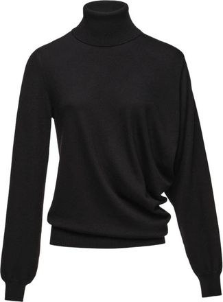 Magda Butrym Wool Draped Turtleneck - Dames - Coltruien - Zwart - S - Wol - Truien & Vesten