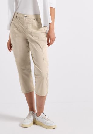 Street One 3/4-Hose STREET ONE Style Yulius, Damen, Gr. 34, N-Gr, beige (barley beige), Web, Obermaterial: 98% Baumwolle, 2% Elasthan, unifarben, slim fit kniebe